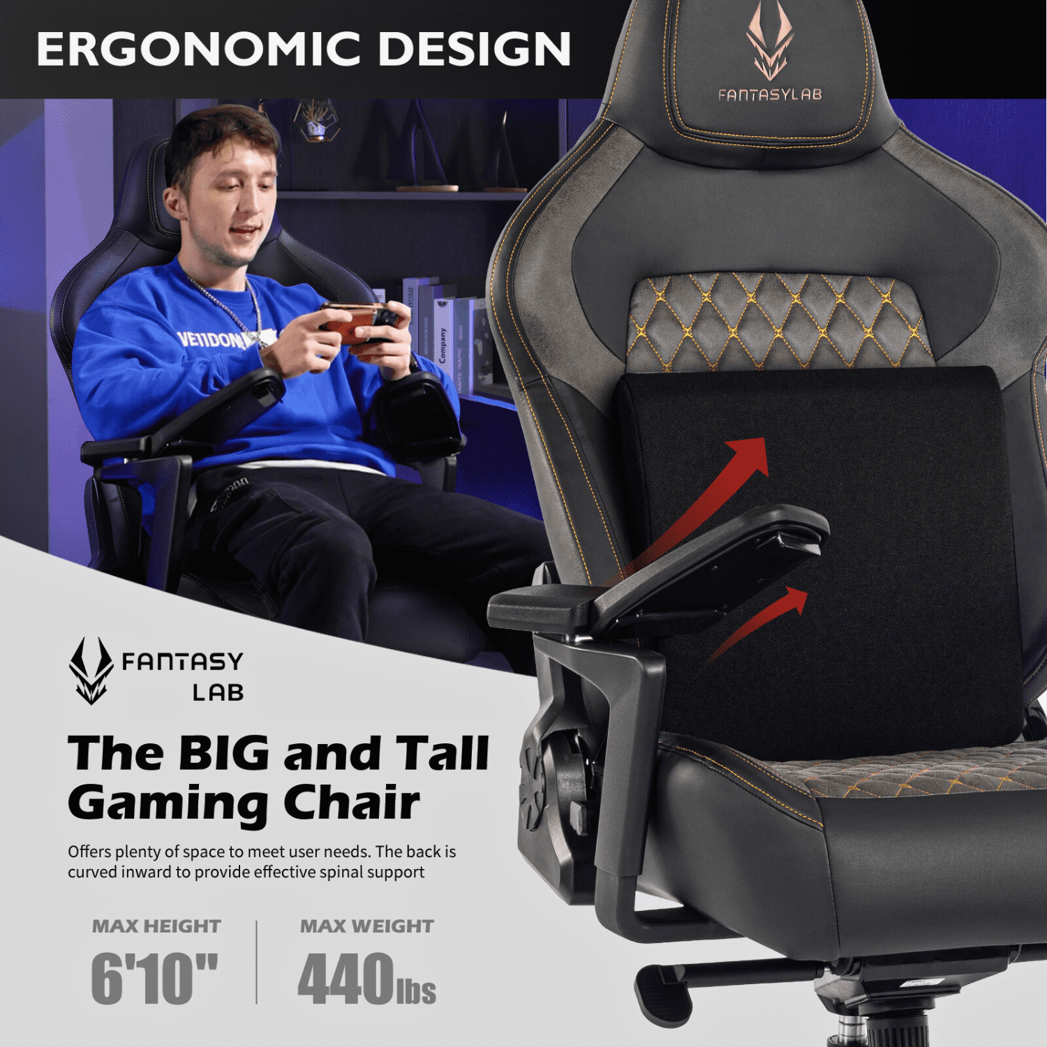 Recliner Chair Fantasylab Big And Tall Gaming Chair Curved
