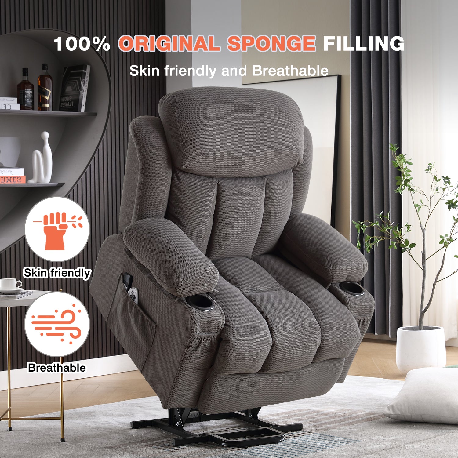 BOSMILLER Power Lift Recliner Chair with Massage and Heat for Elderly