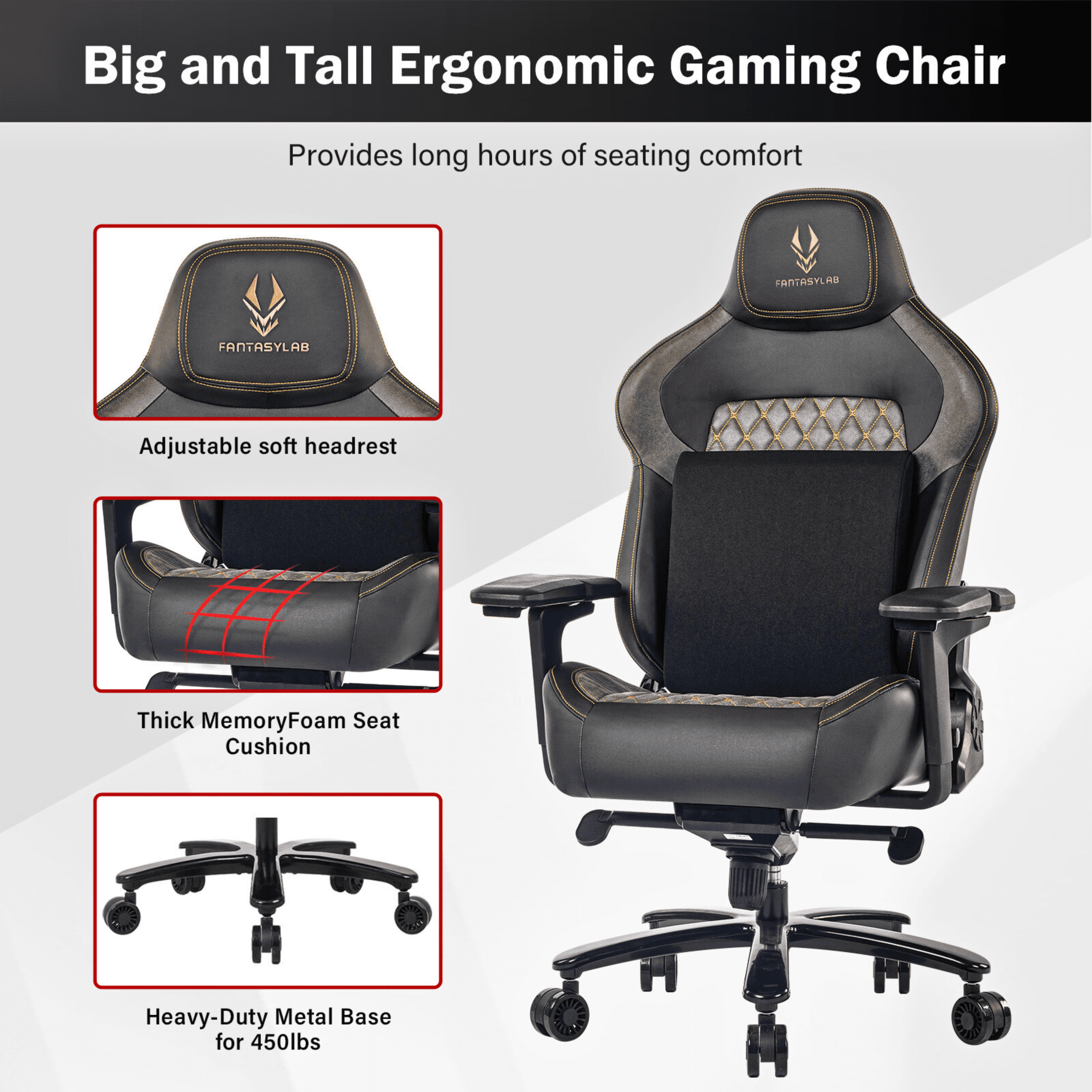 Ergonomically Designed Fantasylab Big And Tall Gaming Chair